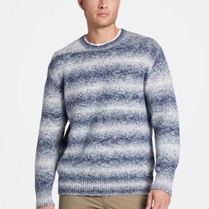 VRST Men’s Navy Blue Striped Pullover Crewneck Sweater Athletic Size Large